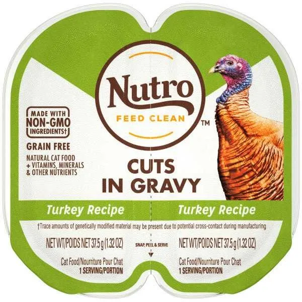 24/2.65 oz. Nutro Perfect Portions Cuts in Gravy Turkey - Food